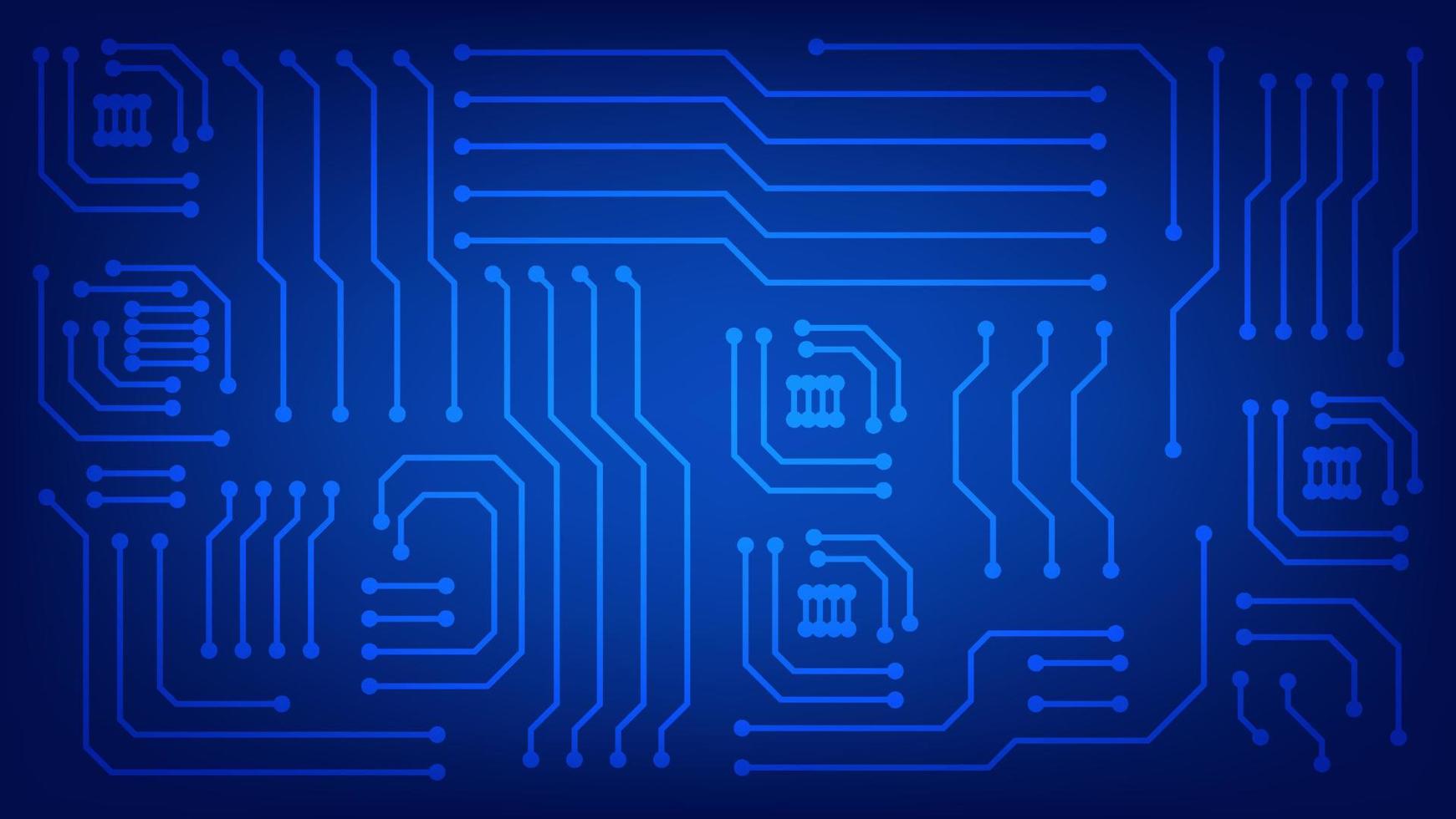 placa de circuito digital de alta tecnología. ai pad y líneas eléctricas conectadas sobre fondo de iluminación azul. concepto de elemento de diseño de tecnología futurista vector