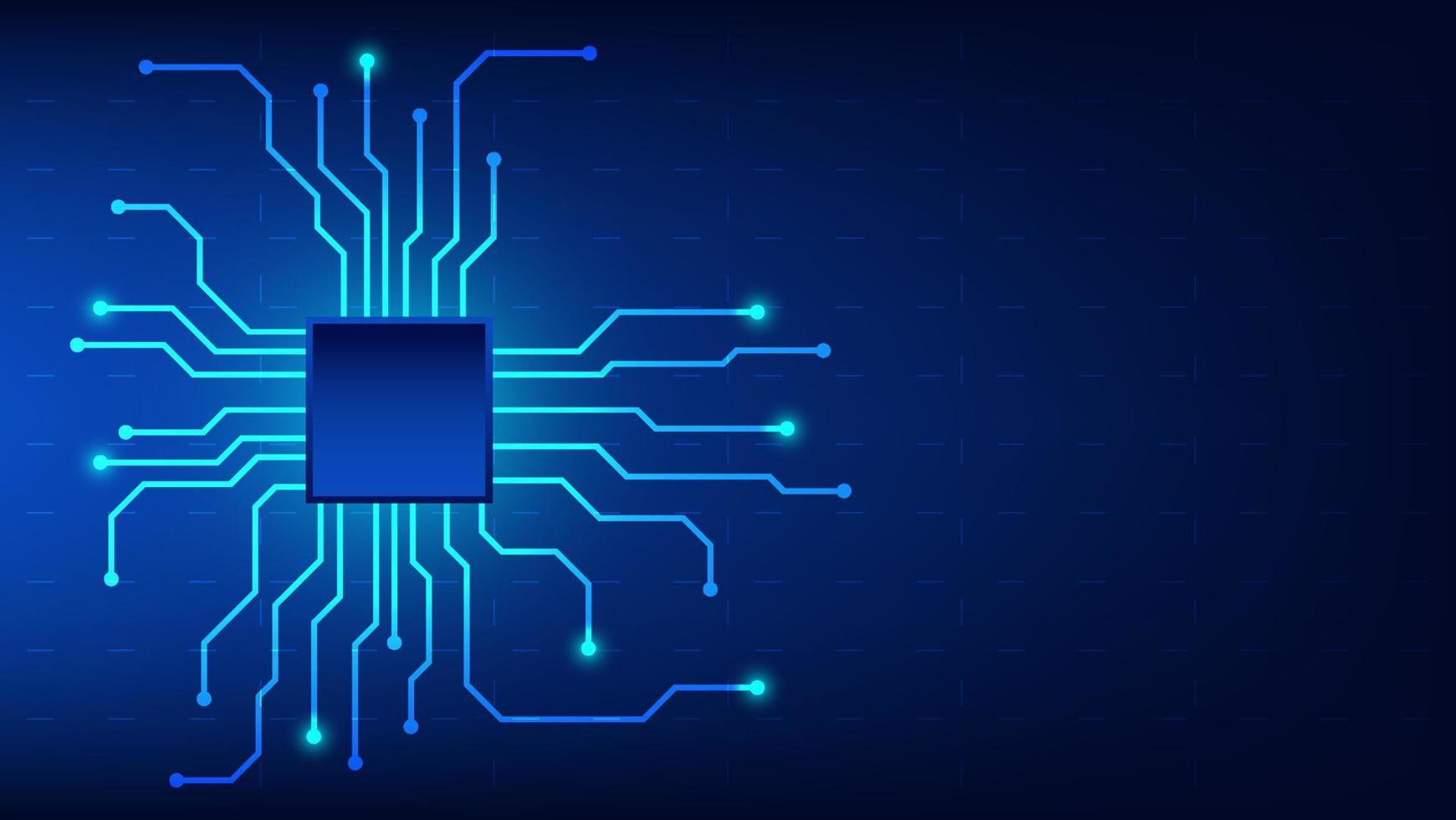 Hi tech digital circuit board. AI pad and electrical lines connected on blue lighting background. futuristic technology design element concept vector