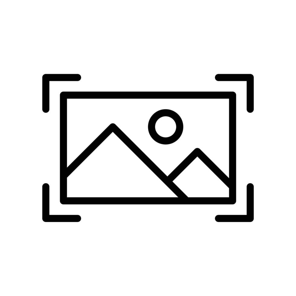 Capture or cropping image icon for screen recorder in black outline style vector