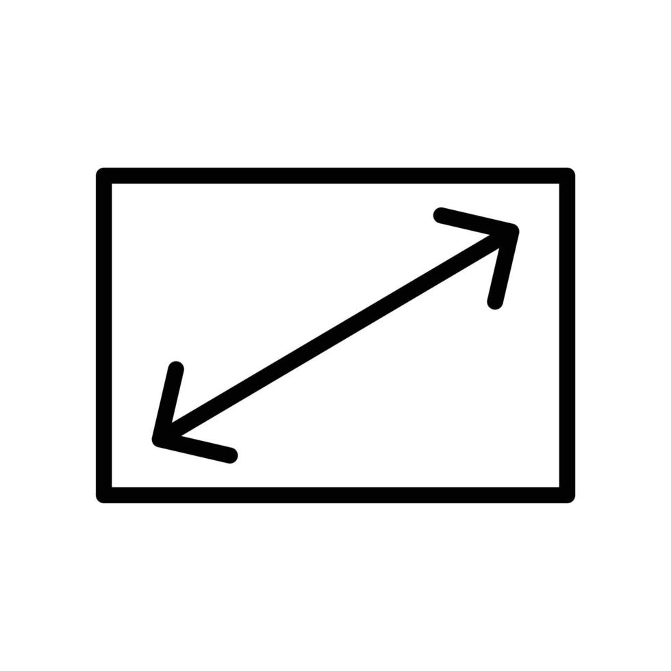 Full screen icon with arrows in black outline style vector