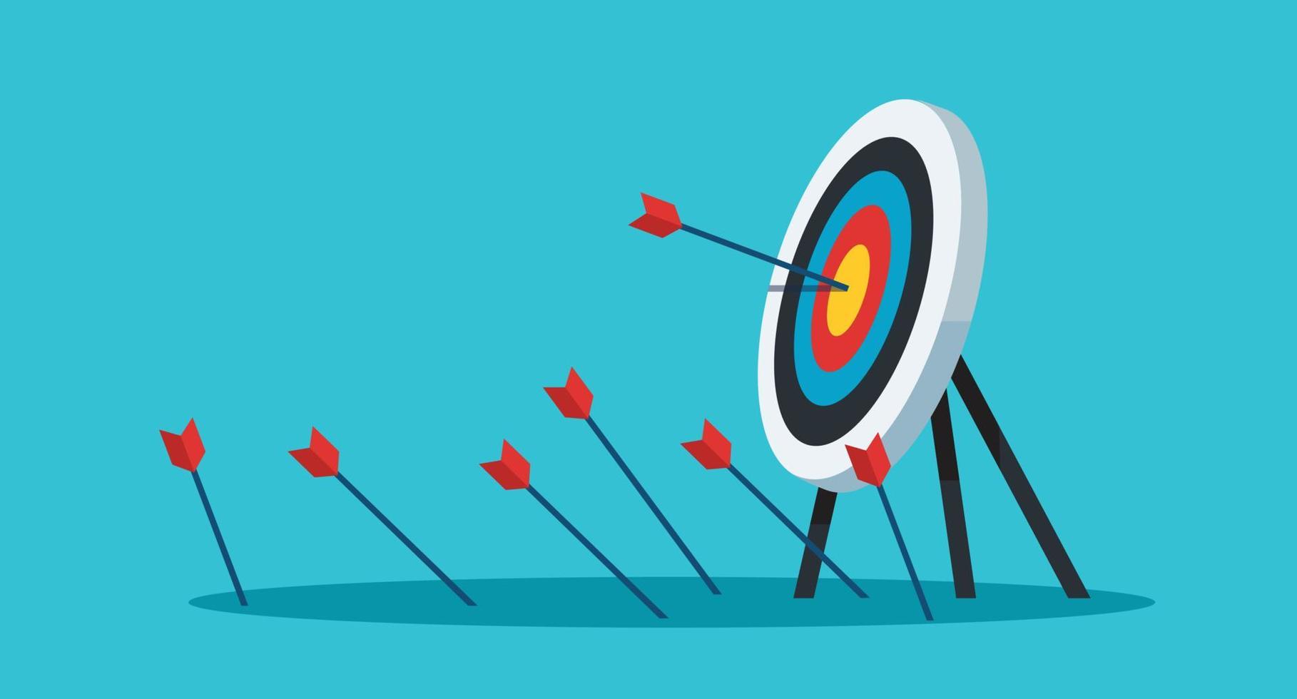 Archery target. Goal achieve concept vector illustration