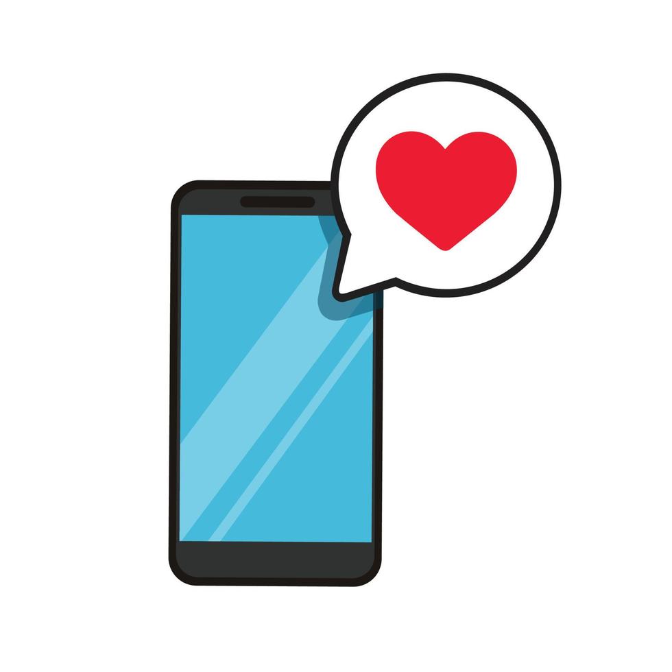 smartphone with heart bubble chat vector