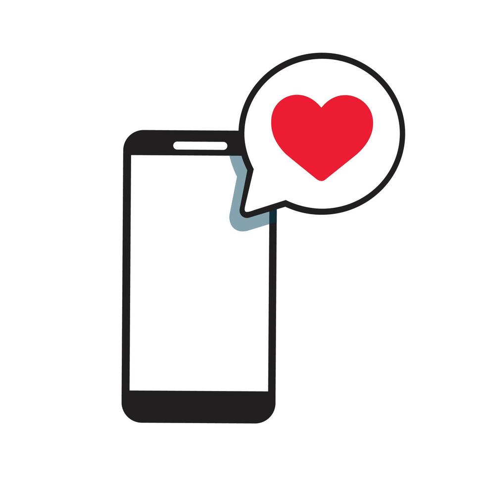 smartphone with heart bubble chat vector