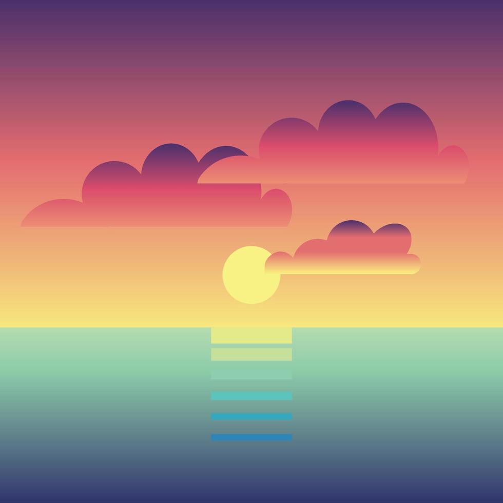 Sunset illustration, Sunset vector