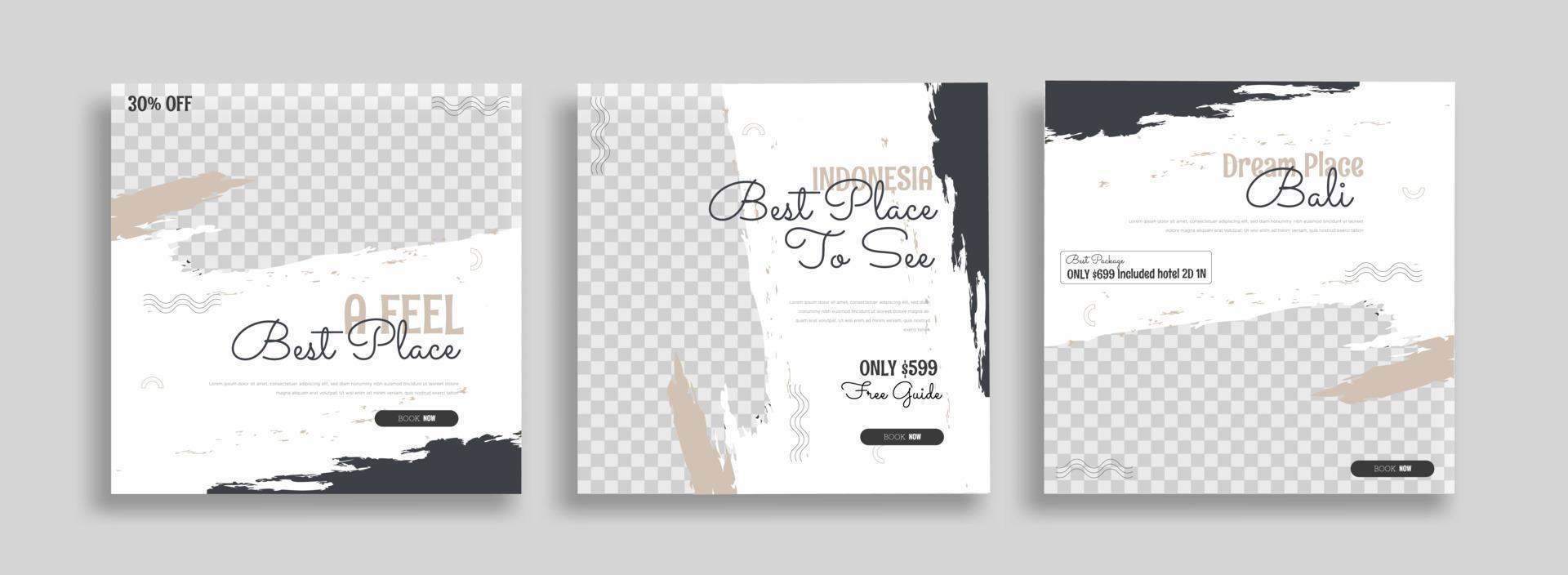 Holiday travel, traveling or summer beach travelling social media post or web banner template design. Tourism business marketing flyer or poster with abstract digital background, logo and icon. vector