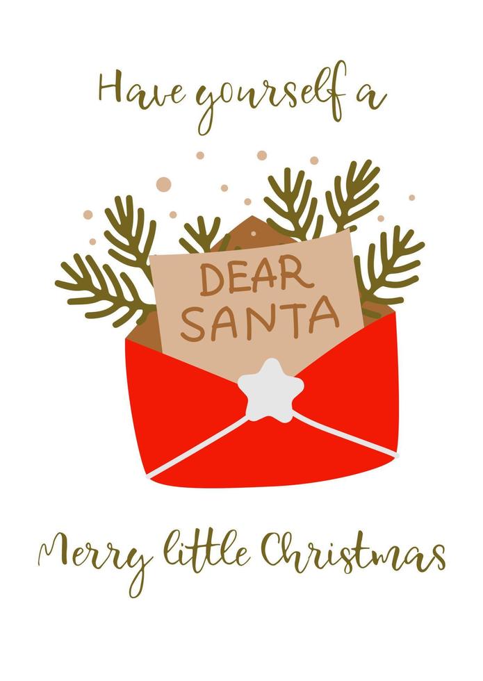 Vector greeting card envelope letter Santa Claus
