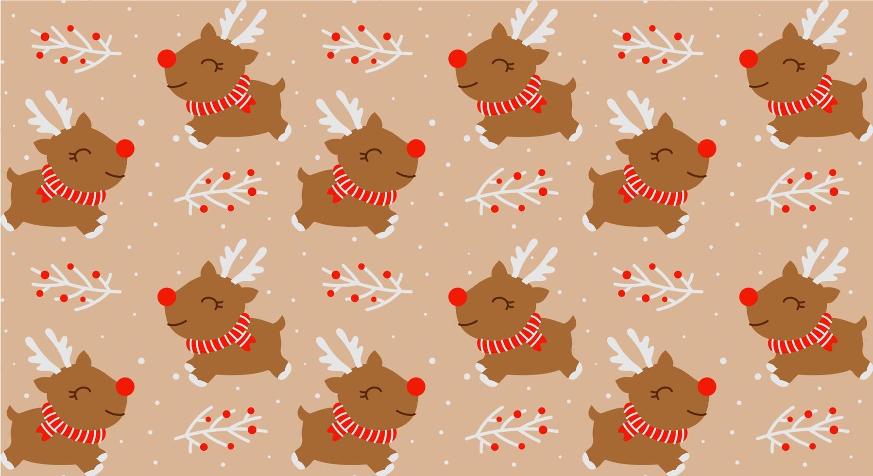 Seamless christmas background with decorative deer vector