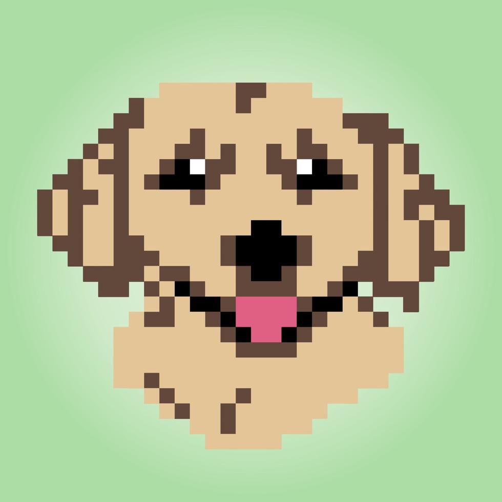 8 bit pixel labrador retriever dog . Animals for asset games in vector illustrations. Cross Stitch pattern.