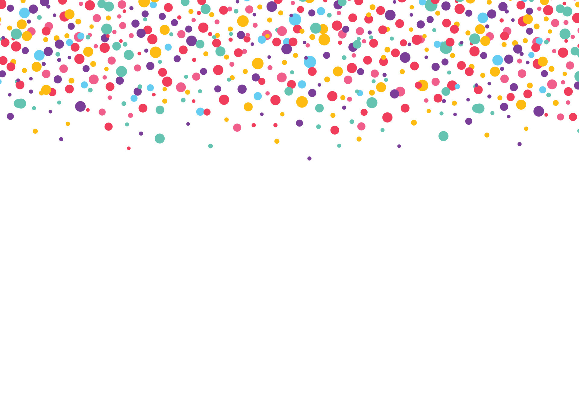 Multicolored circle confetti background design. Charming celebration festive overlay template