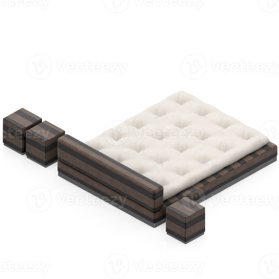 Isometric Bedroom 3D render png