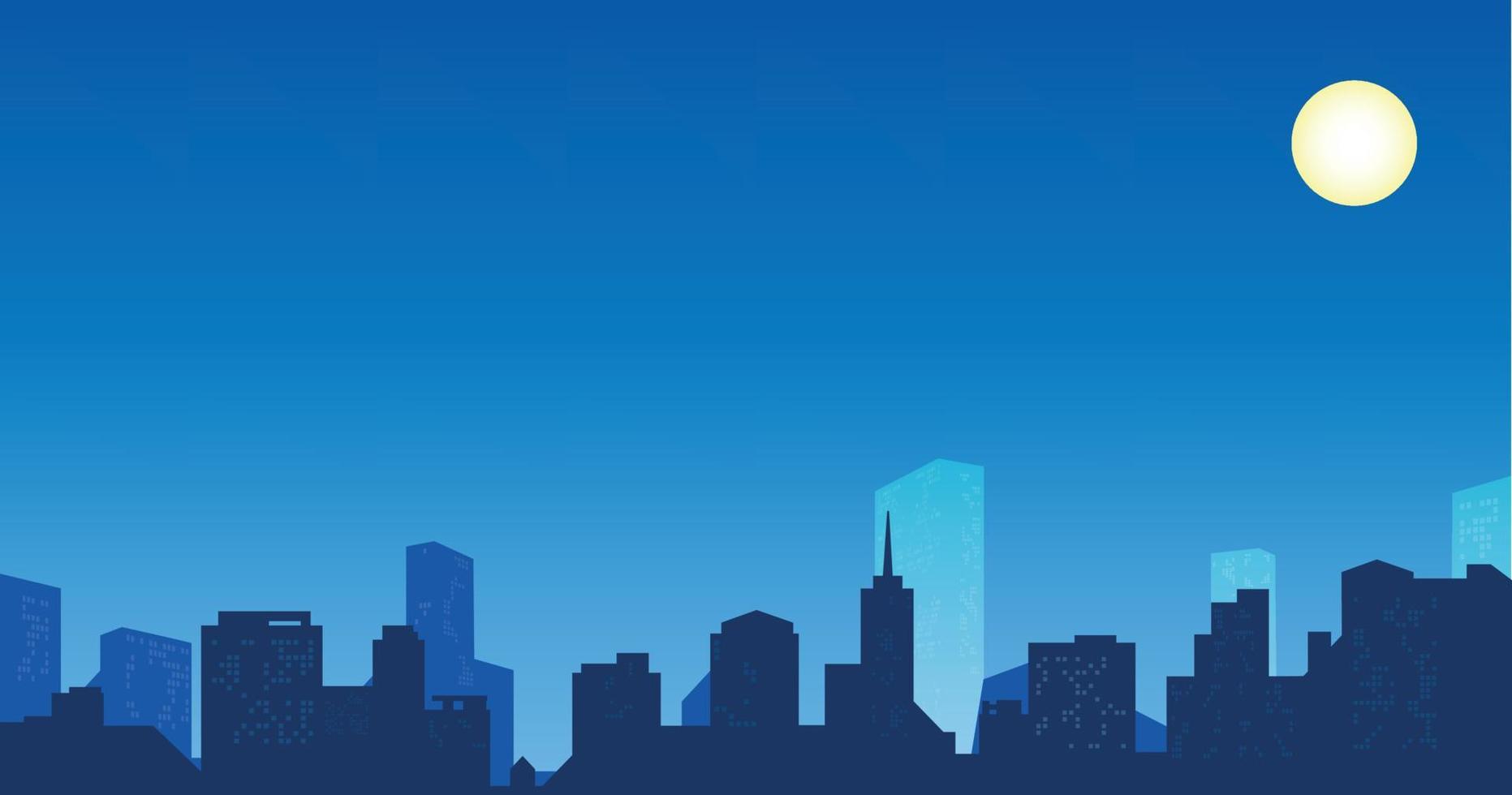 paisaje de la ciudad de noche. la ciudad de noche. ilustración vectorial sobre un fondo azul. vector
