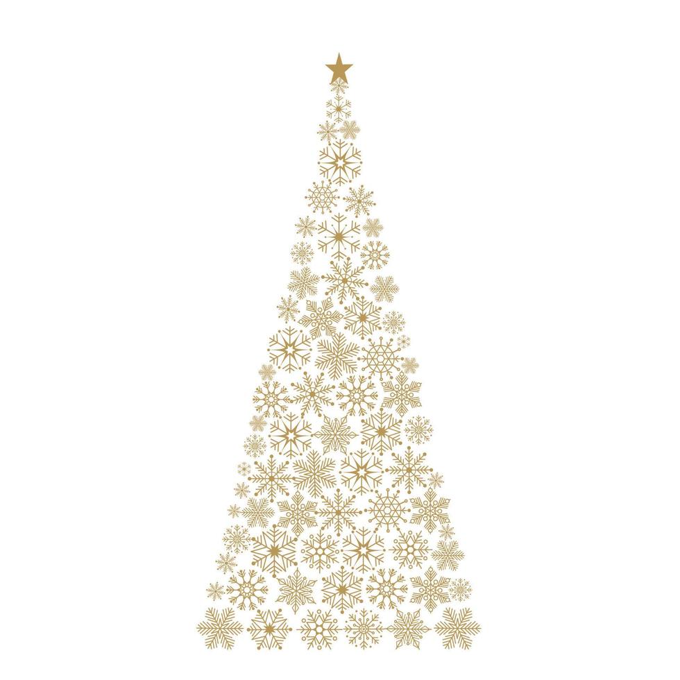 Illustration of a Christmas tree. Christmas tree made of snowflakes. Vector illustration on a white background
