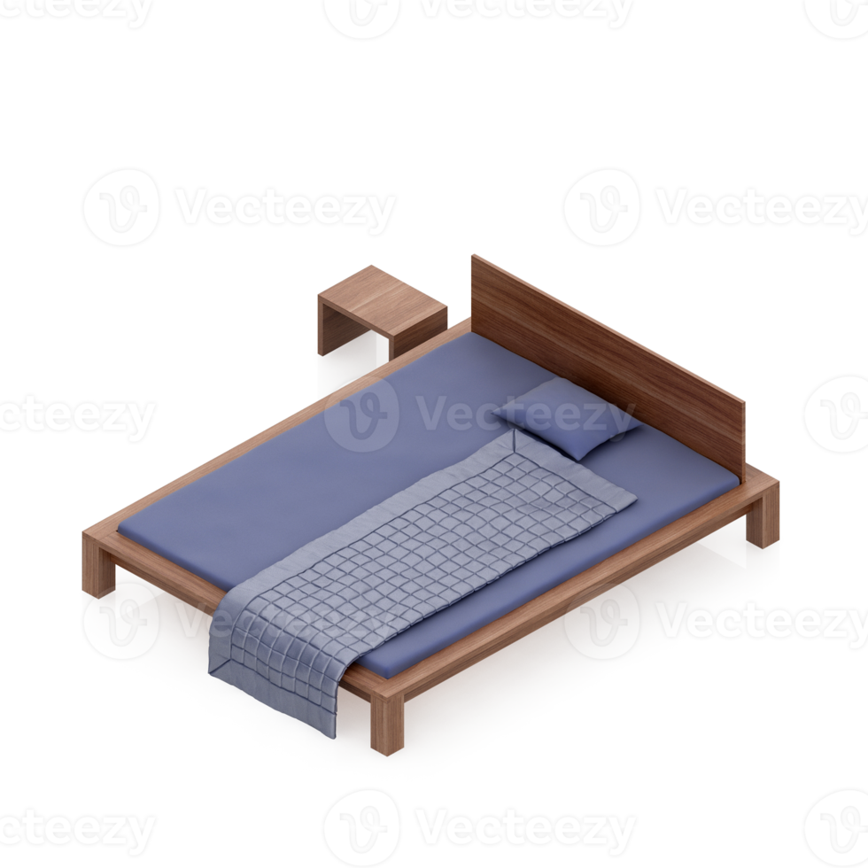 Isometric Bedroom 3D render png