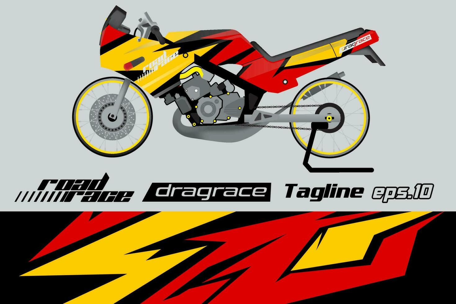 desain pembungkus stiker motor drag racing vektor penuh eps.10 vector