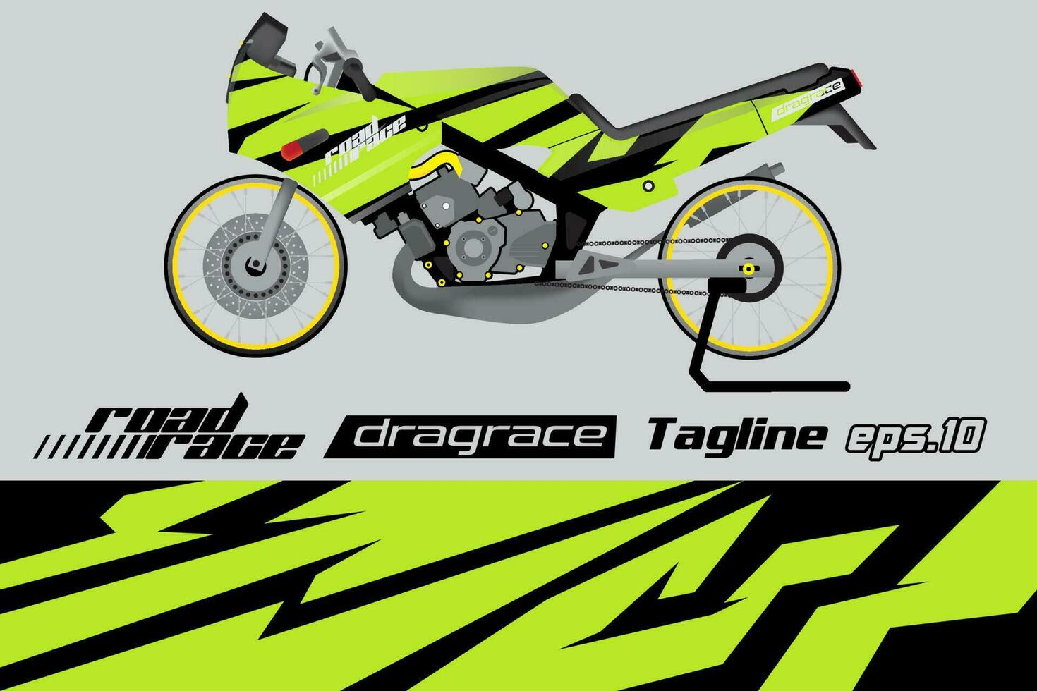 desain pembungkus stiker motor drag racing vektor penuh eps.10 vector