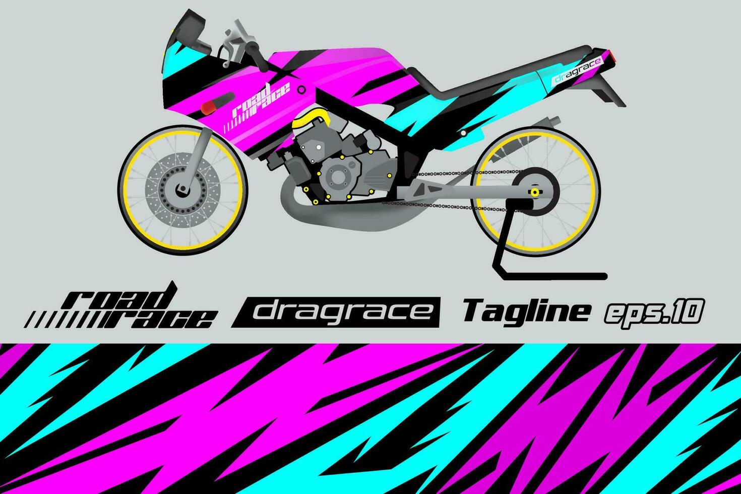 desain pembungkus stiker motor drag racing vektor penuh eps.10 vector