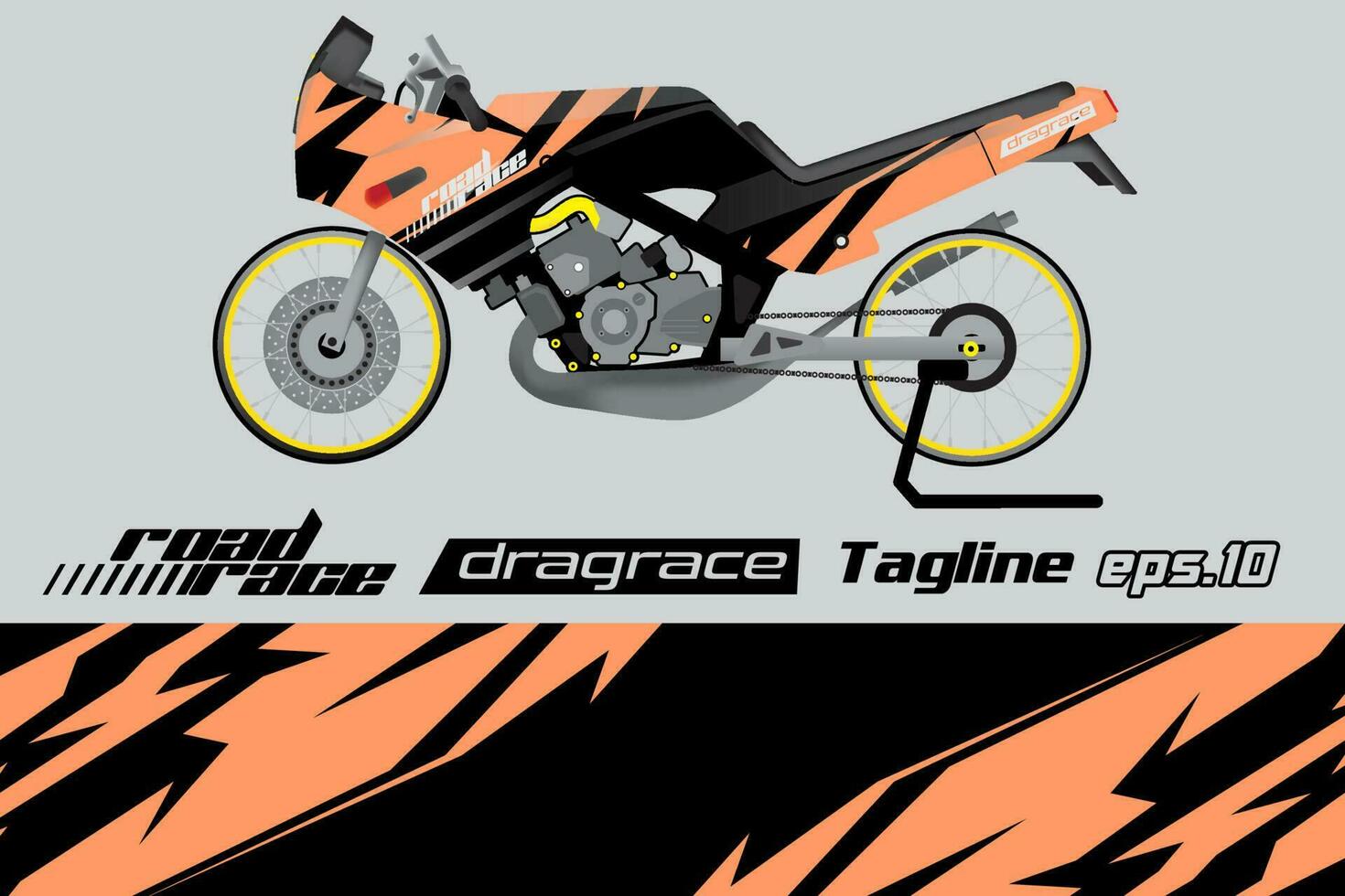 desain pembungkus stiker motor drag racing vektor penuh eps.10 vector