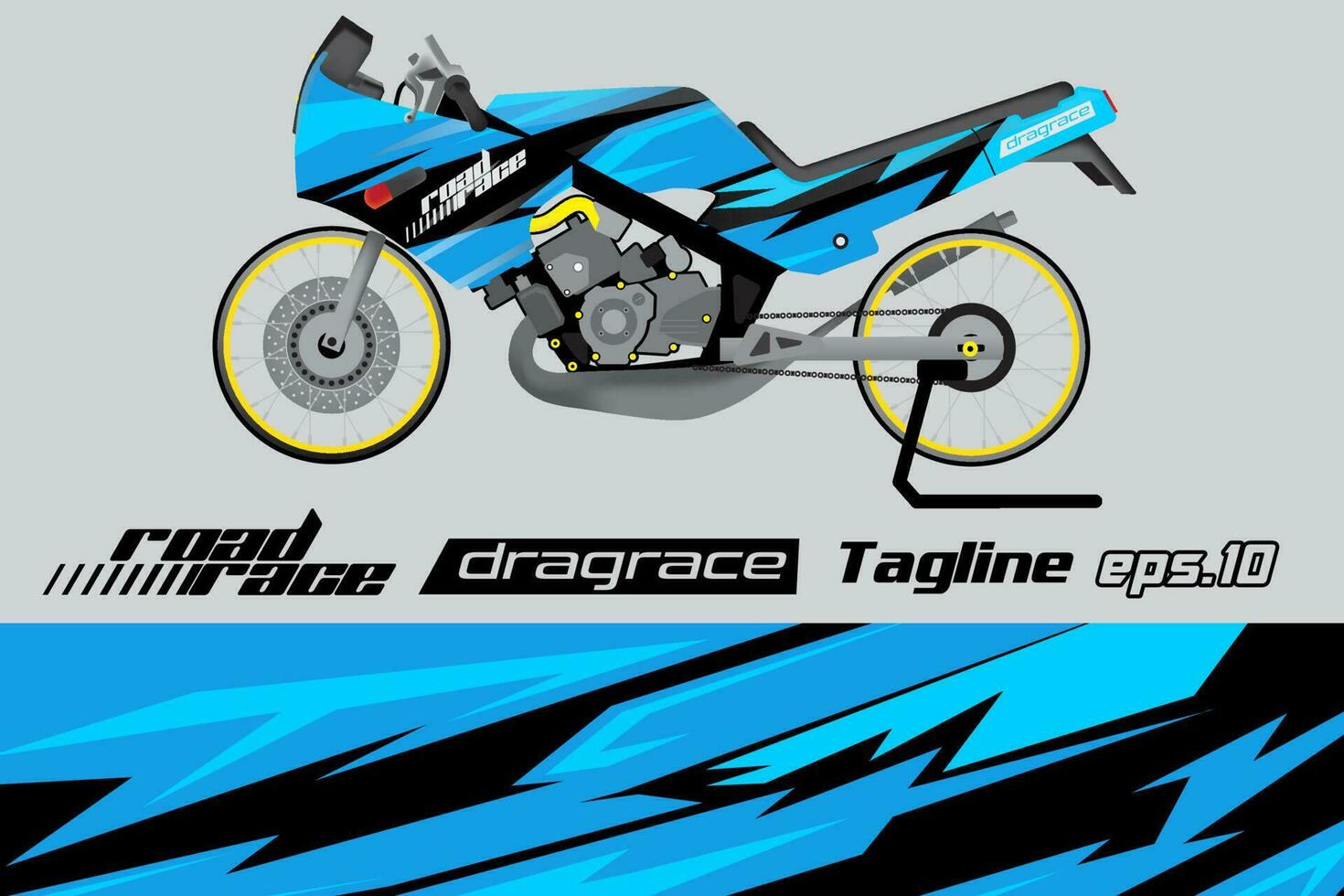 desain pembungkus stiker motor drag racing vektor penuh eps.10 vector