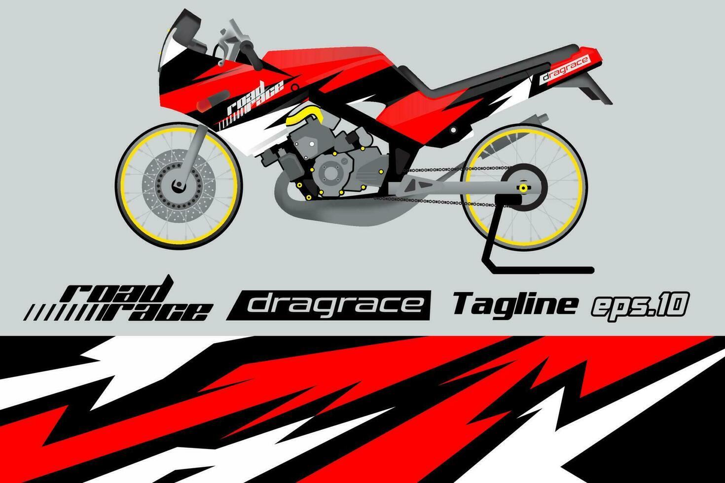 desain pembungkus stiker motor drag racing vektor penuh eps.10 vector