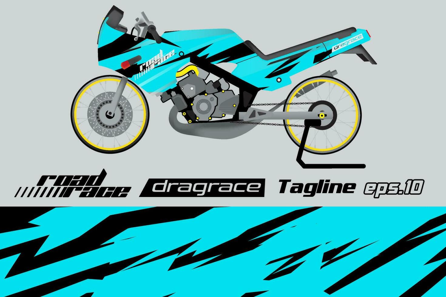 desain pembungkus stiker motor drag racing vektor penuh eps.10 vector