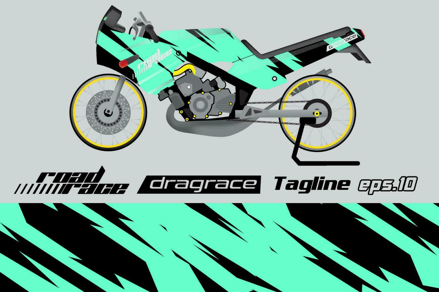 desain pembungkus stiker motor drag racing vektor penuh eps.10 vector