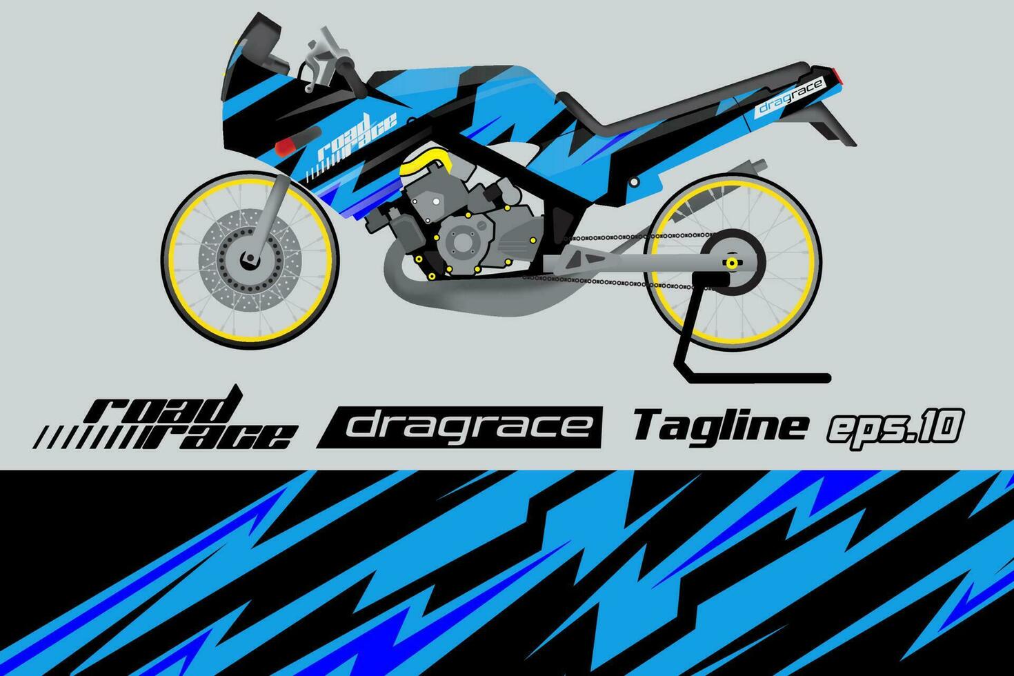 desain pembungkus stiker motor drag racing vektor penuh eps.10 vector