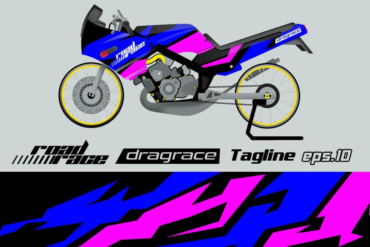 desain pembungkus stiker motor drag racing vektor penuh eps.10 vector