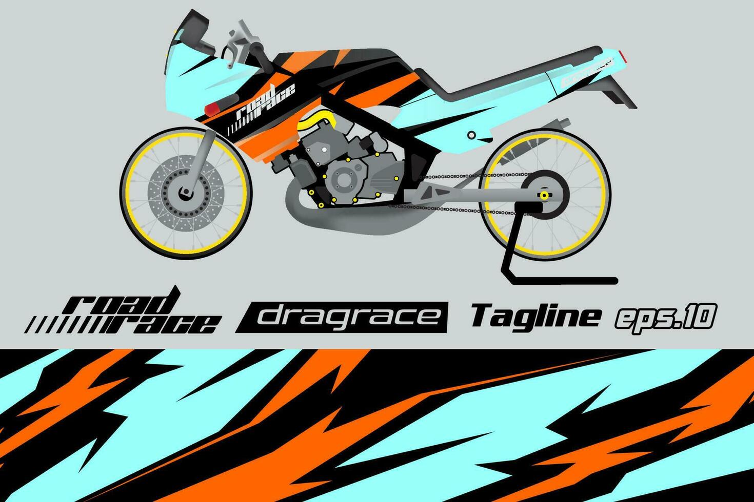desain pembungkus stiker motor drag racing vektor penuh eps.10 vector