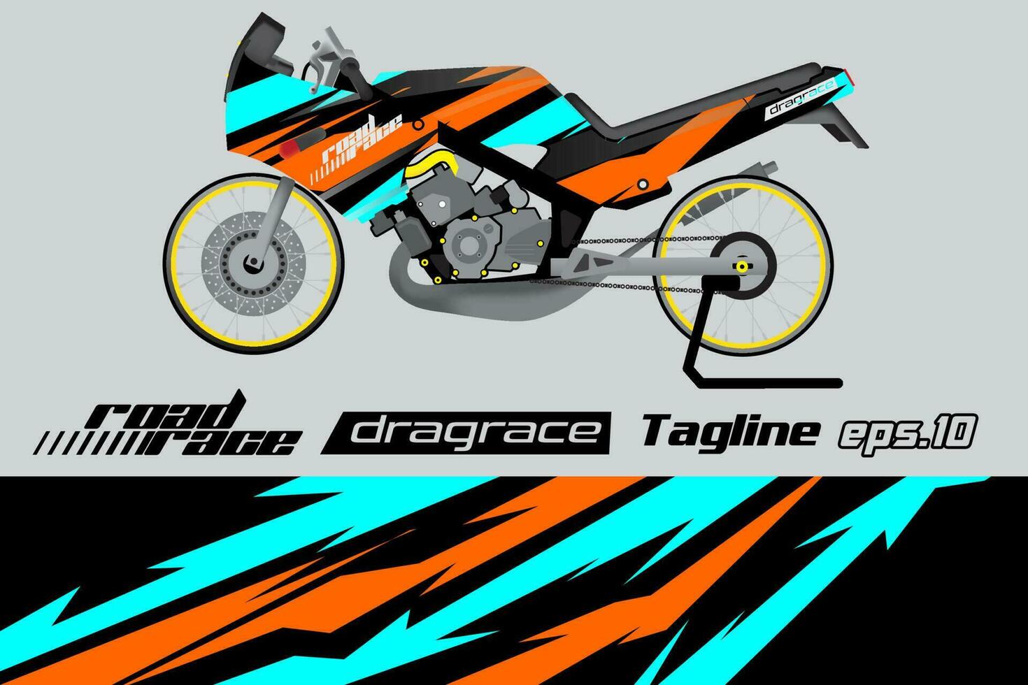 desain pembungkus stiker motor drag racing vektor penuh eps.10 vector