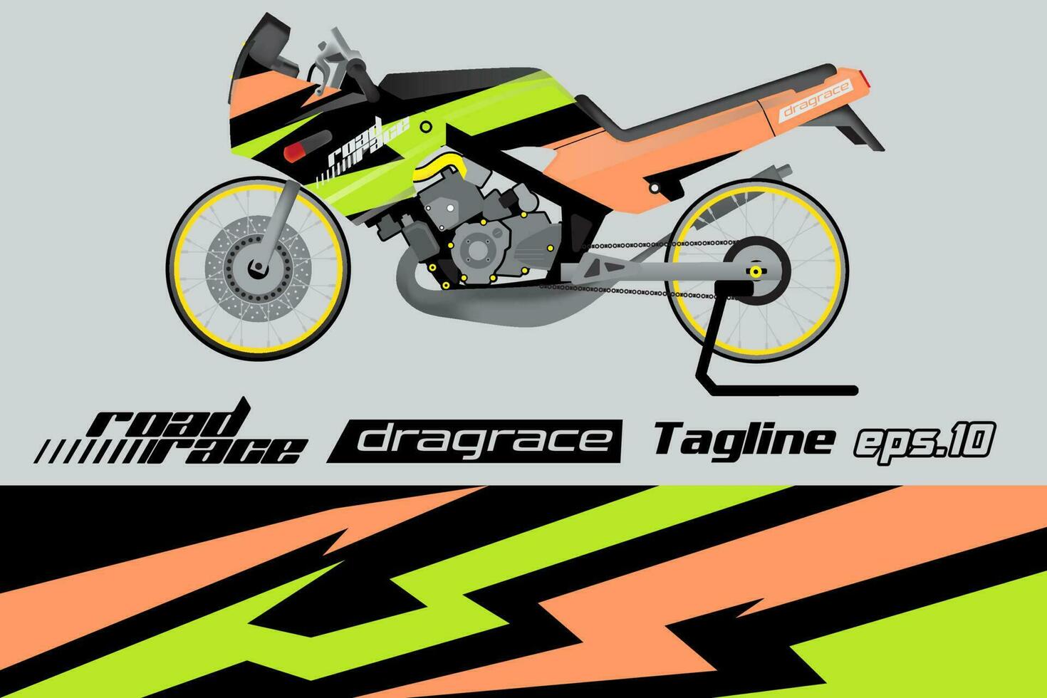 desain pembungkus stiker motor drag racing vektor penuh eps.10 vector