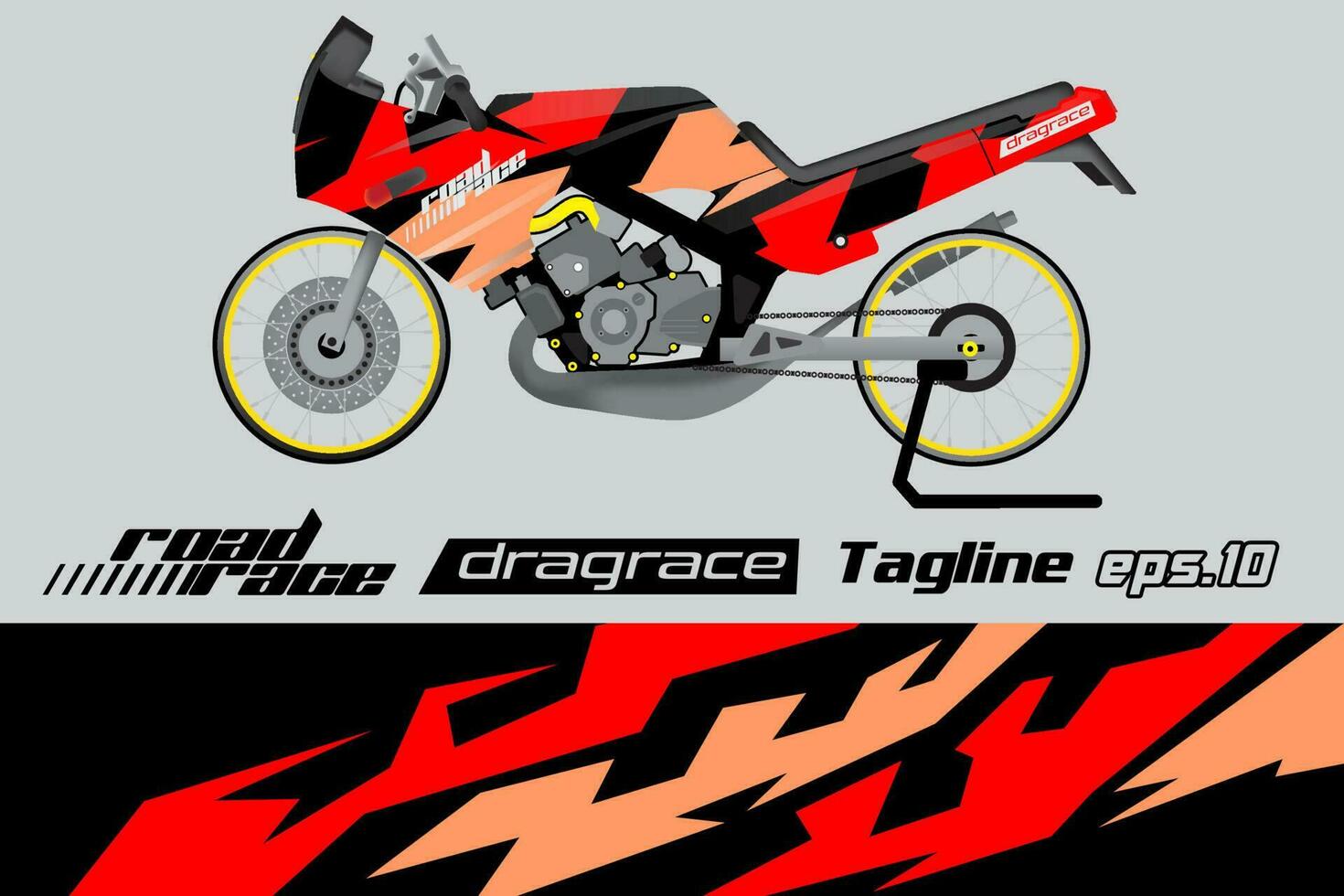 desain pembungkus stiker motor drag racing vektor penuh eps.10 vector