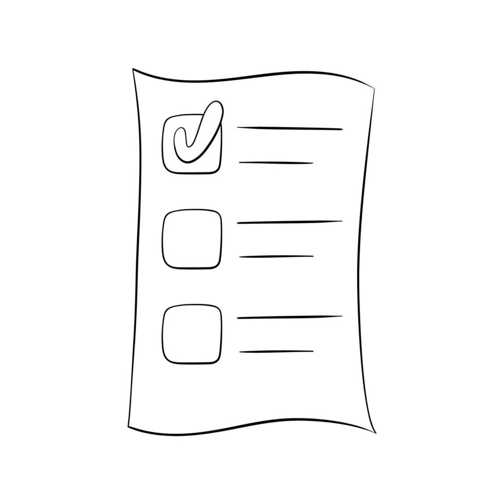 Quiz test in doodle style, vector illustration. Questionnaire and exam symbol for print and design. Online education and voting concept. Isolated element on white background