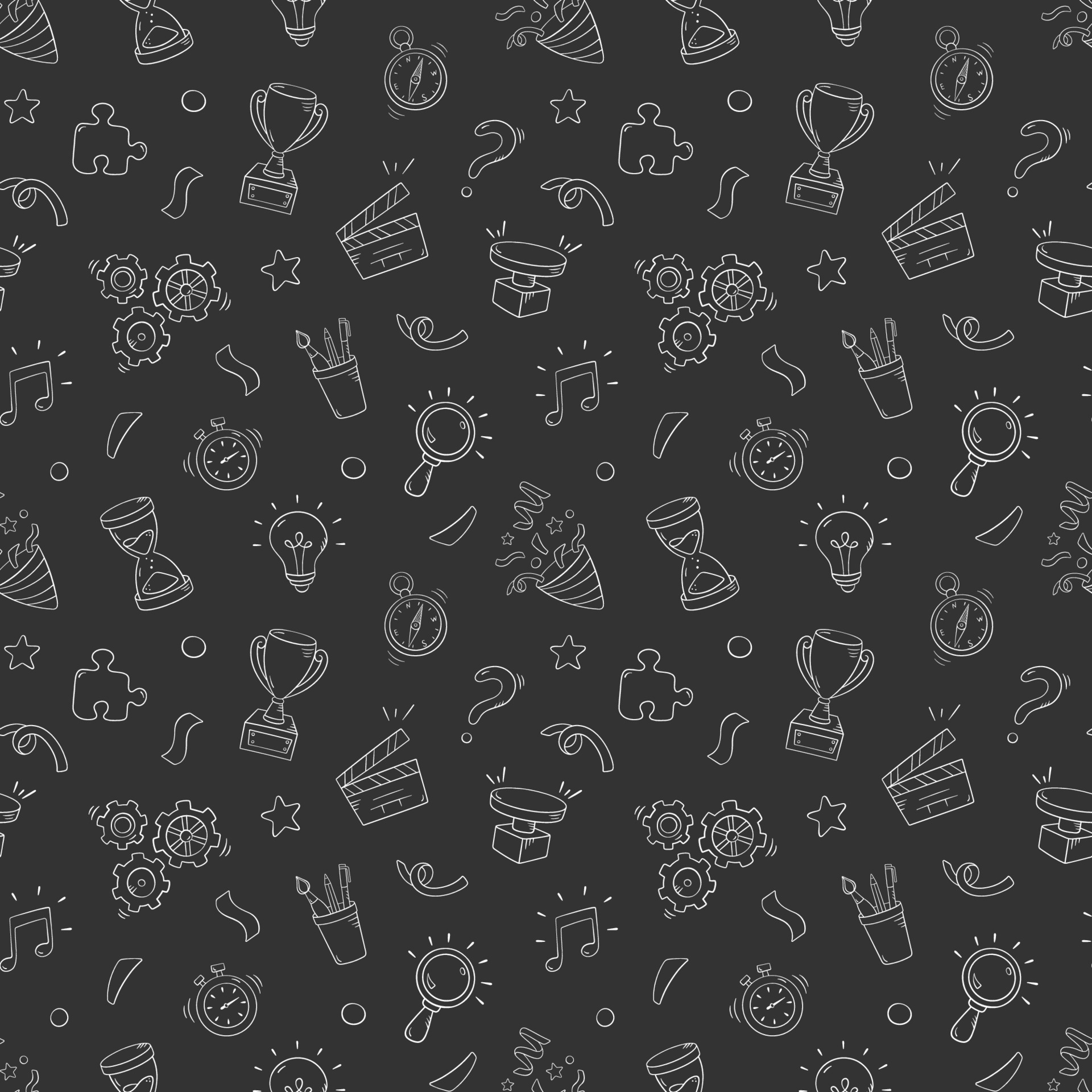 Quiz seamless pattern in doodle style, vector illustration. Back to