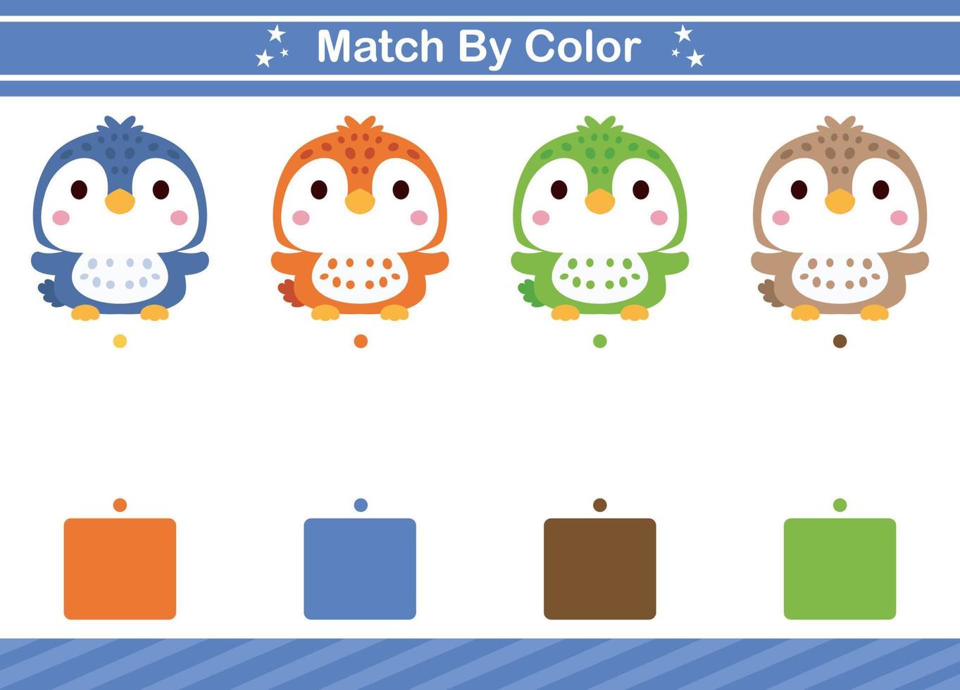 Match by color of animal Educational game for kindergarten Matching game for kids vector