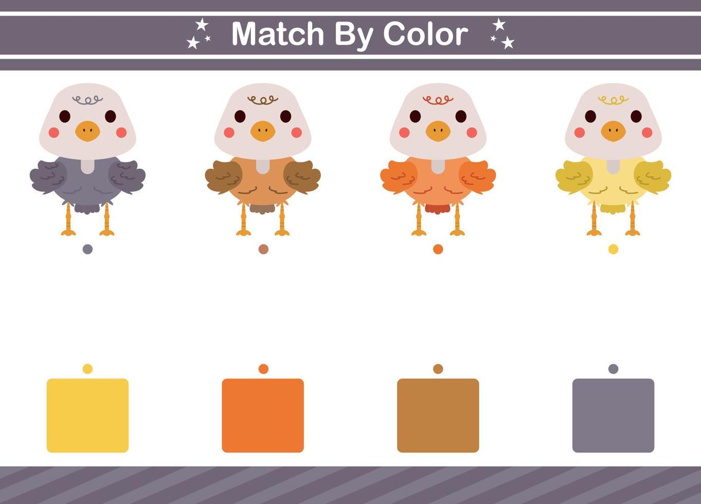 Match by color of animal Educational game for kindergarten Matching game for kids vector