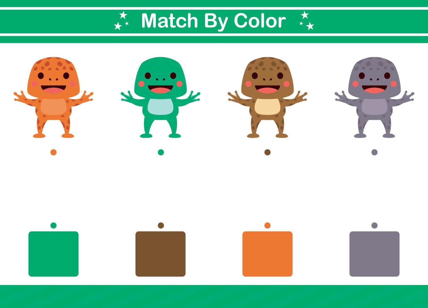 Match by color of animal Educational game for kindergarten Matching game for kids vector