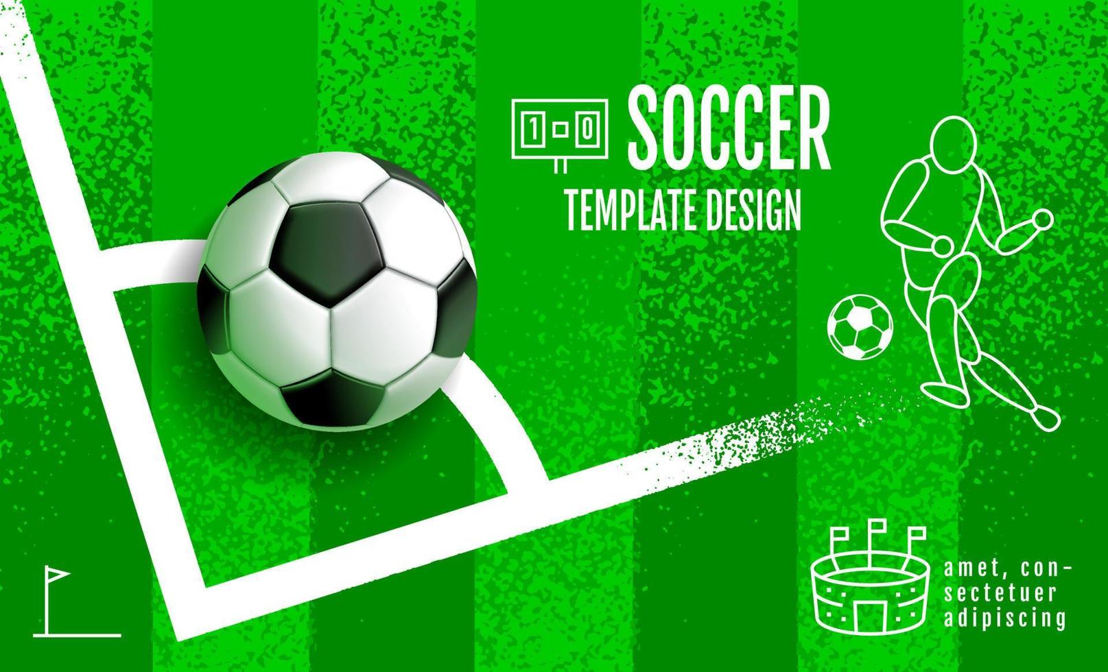 diseño de plantilla de fútbol, banner de fútbol, diseño de diseño deportivo, tema verde, vector