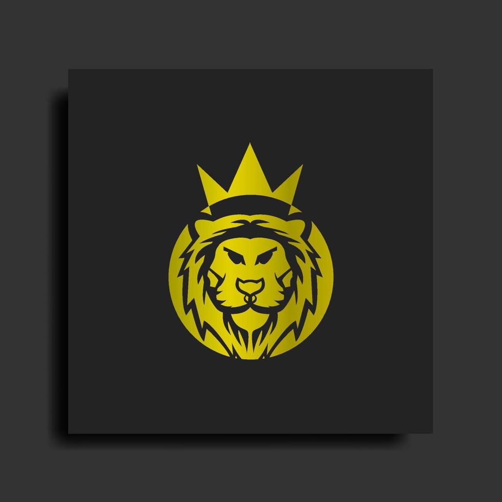 plantilla de ilustración de símbolo de diseño de logotipo de león con color dorado, vector editable