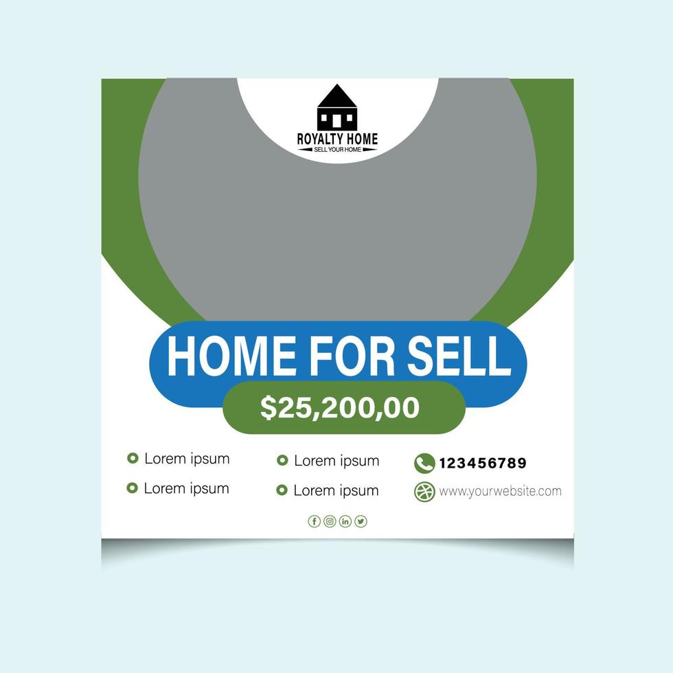 Home for sell social media post design pro vector template