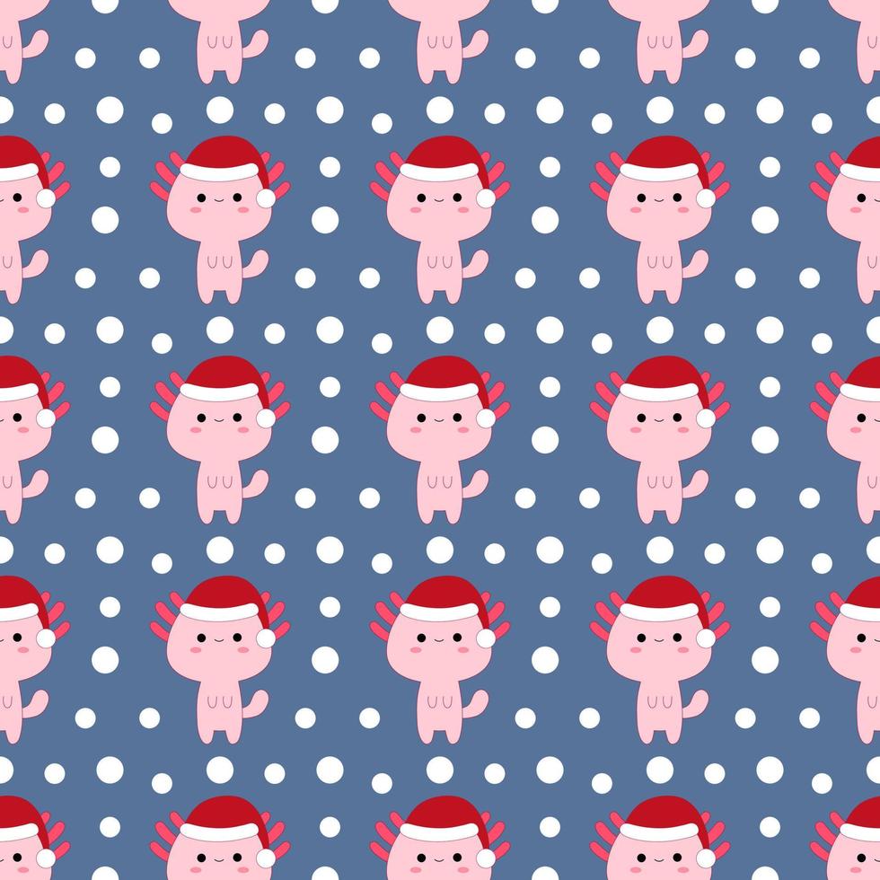 Cute cartoon kawaii axolotl. Seamless pattern.Vector illustration. vector