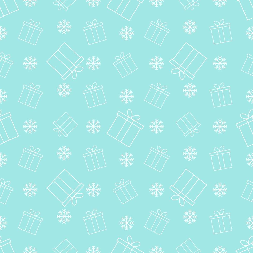 Seamless pattern of gift boxes on a blue background. Vector. vector