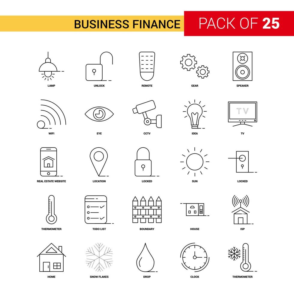 Business Finance Black Line Icon 25 Business Outline Icon Set vector