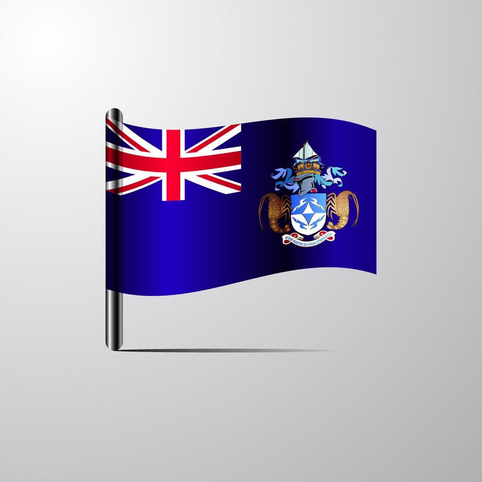 Tristan da Cunha waving Shiny Flag design vector