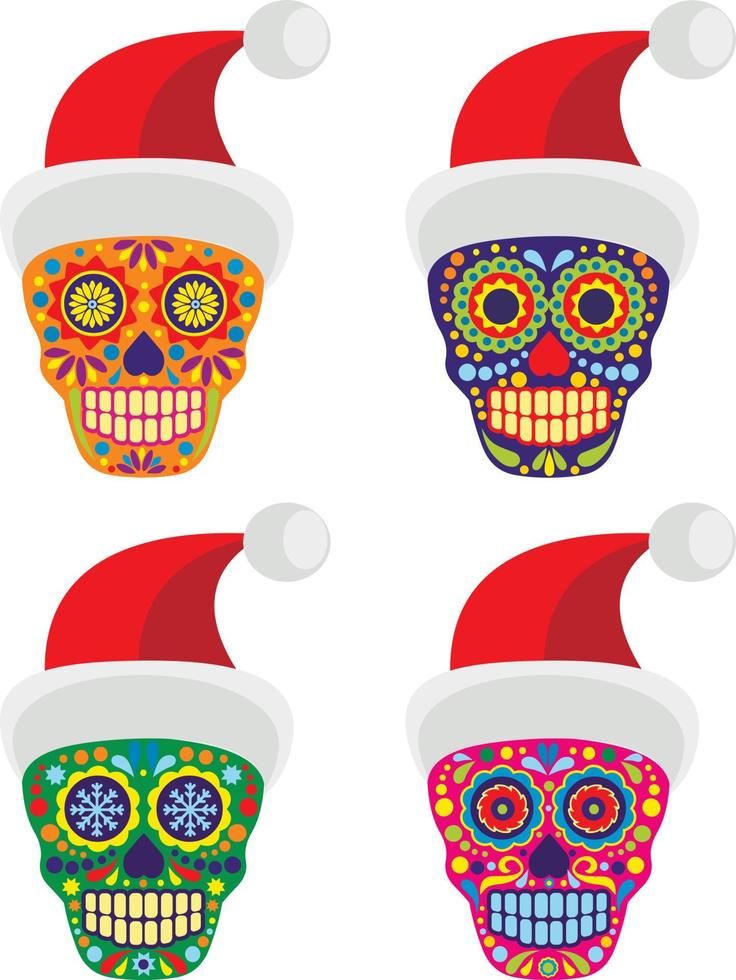 Set christmas sugarr skull vector