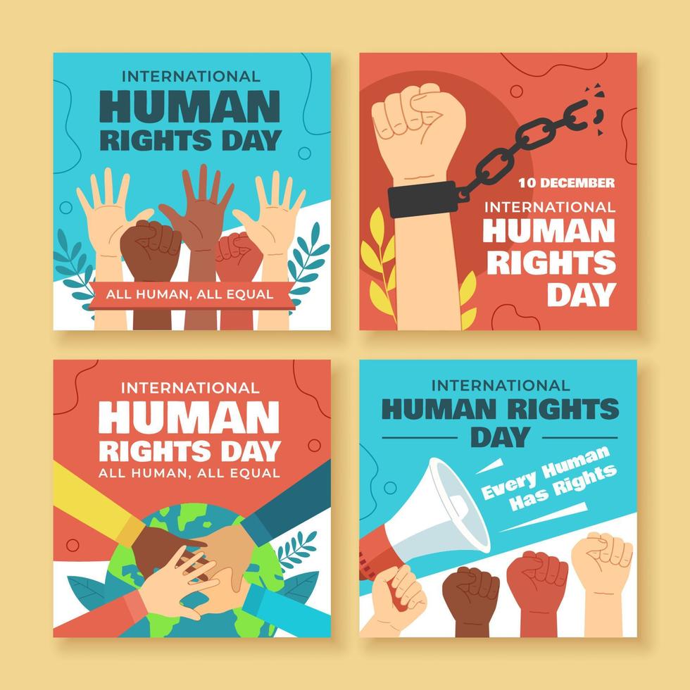 Human Rights Day Social Media Template vector