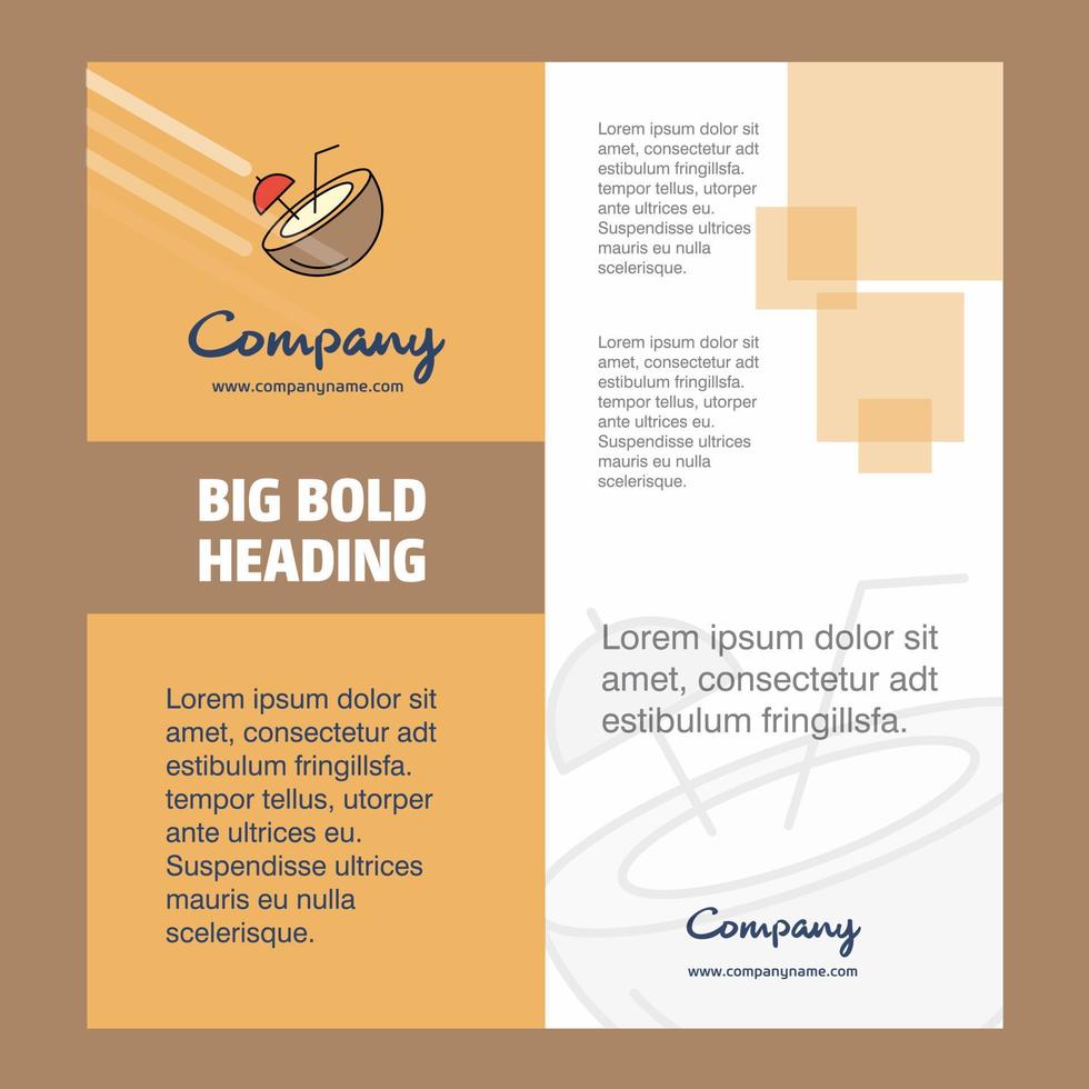 Coconut Company Brochure Title Page Design Company profile annual report presentations leaflet Vector Background