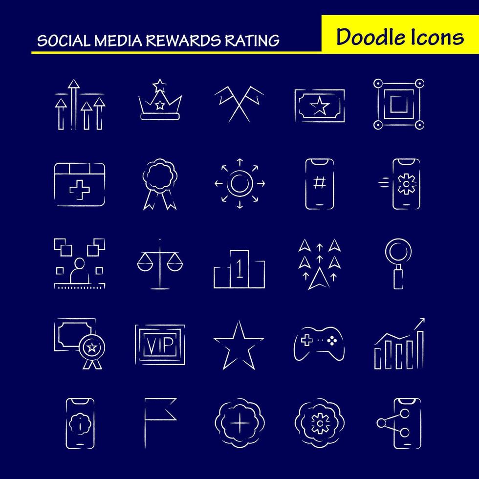 Social Media Rewards Rating Hand Drawn Icon Pack For Designers And Developers Icons Of Cinema Movie Ticket Rating Gear Settings Social Media Vector