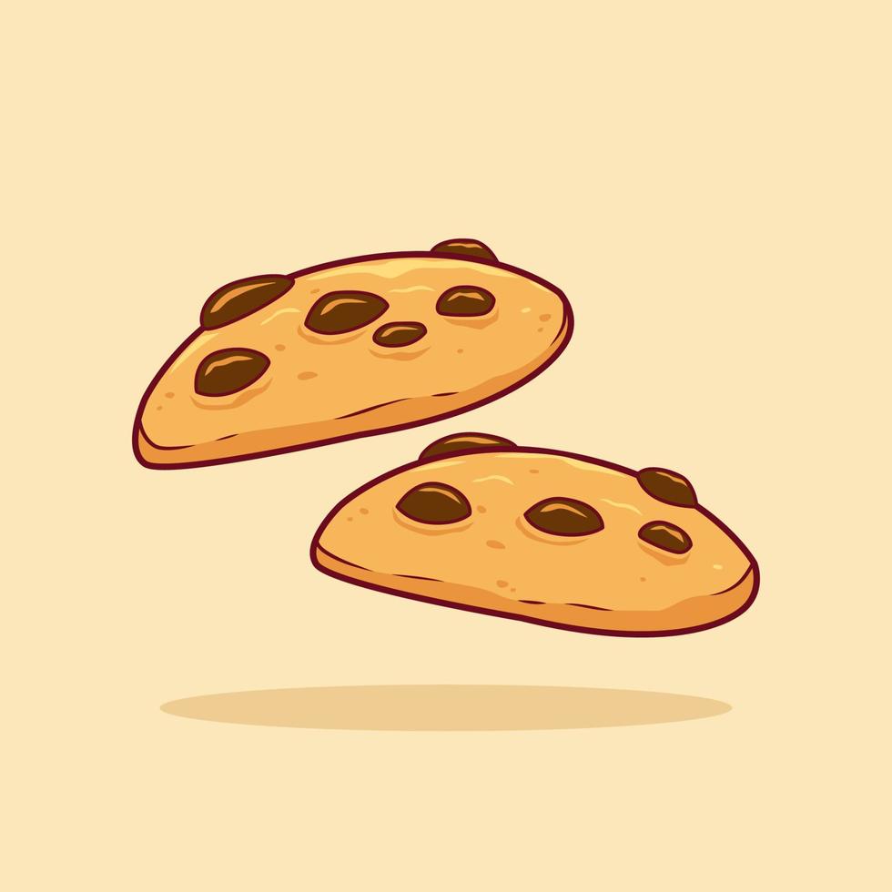 two chocolate chip cookie side view illustration vector. cartoon style cookies snack illustration vector