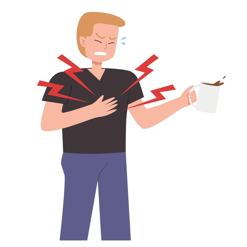 Young man having chest pains vector