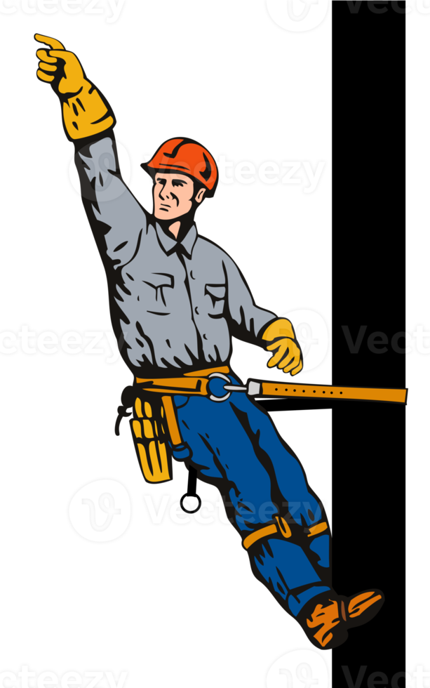 Power Lineman on Pole png